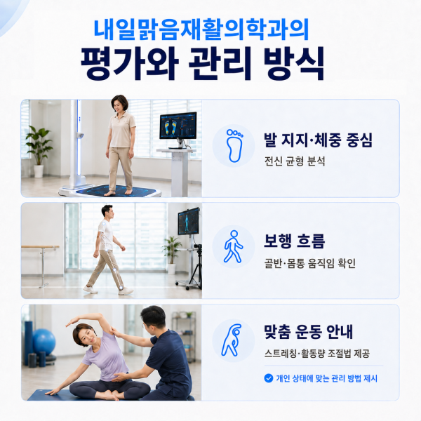 인솔과 보조 도구의 조절 시점을 안내하는 미아동 재활의학과 이미지